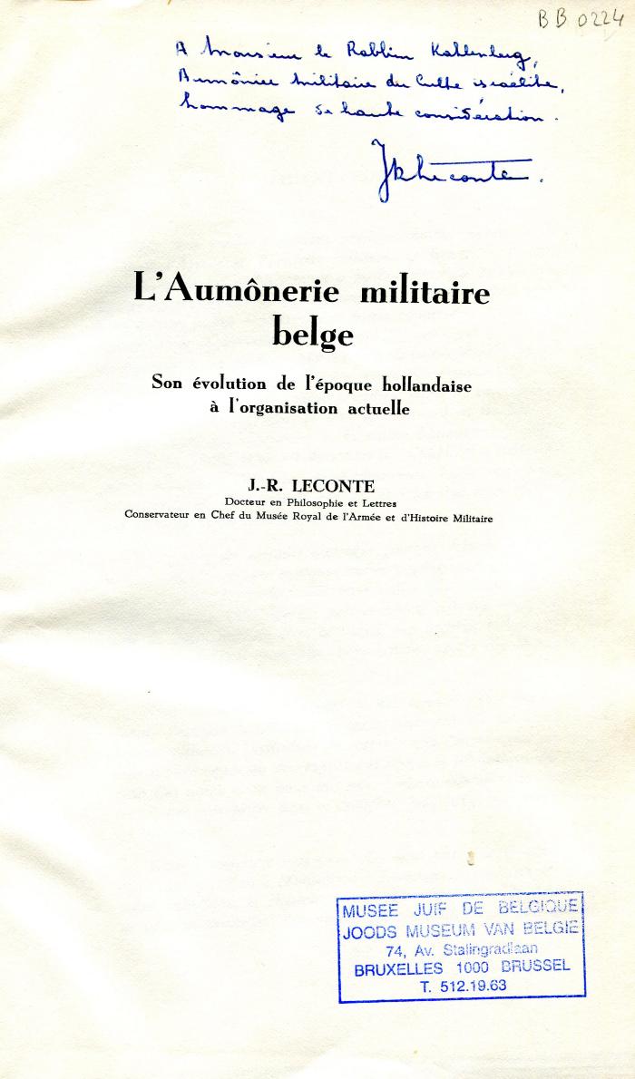 L’Aumônerie militaire belge