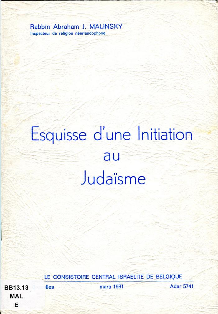 Esquisse d’une initiation au Judaïsme