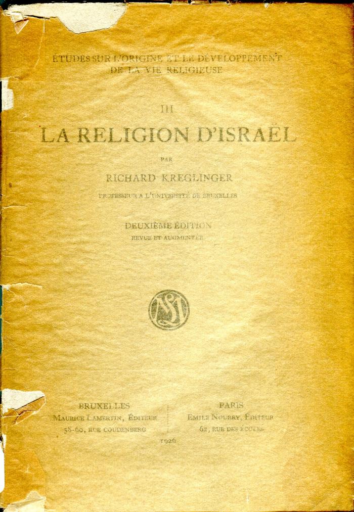 Etudes sur l’origine et le développement de la vie religieuse
