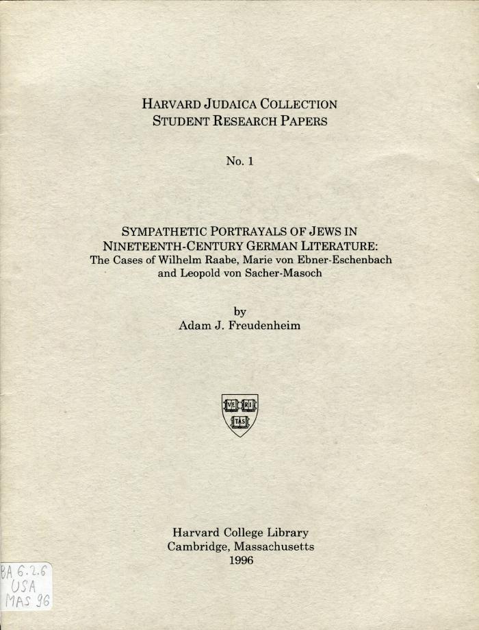 Sympathetic Portrayals of Jews in Nineteenth-Century German Literature :