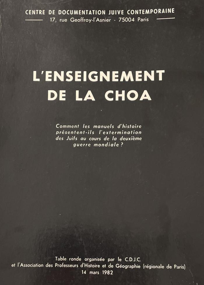 L'enseignement de la choa